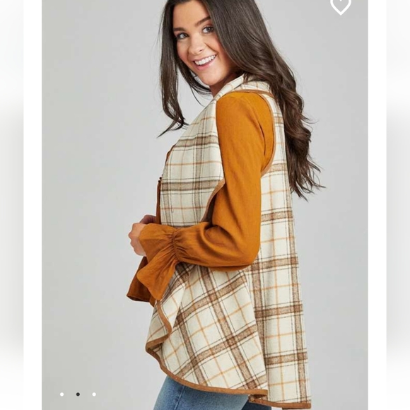 ALTAR'D STATE Plaid Open Waterfall Sweater Vest S - Picture 10 of 11